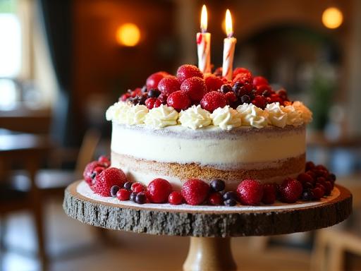 Tort urodzinowy w scenerii alpejskiej chaty